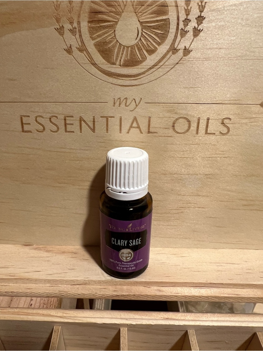 Young Living Clary Sage Essential Oil — Purple and White Bottle
